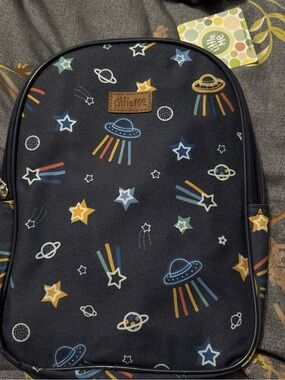 Little Me Navy Space & Stars Backpack with Multicolor Accents